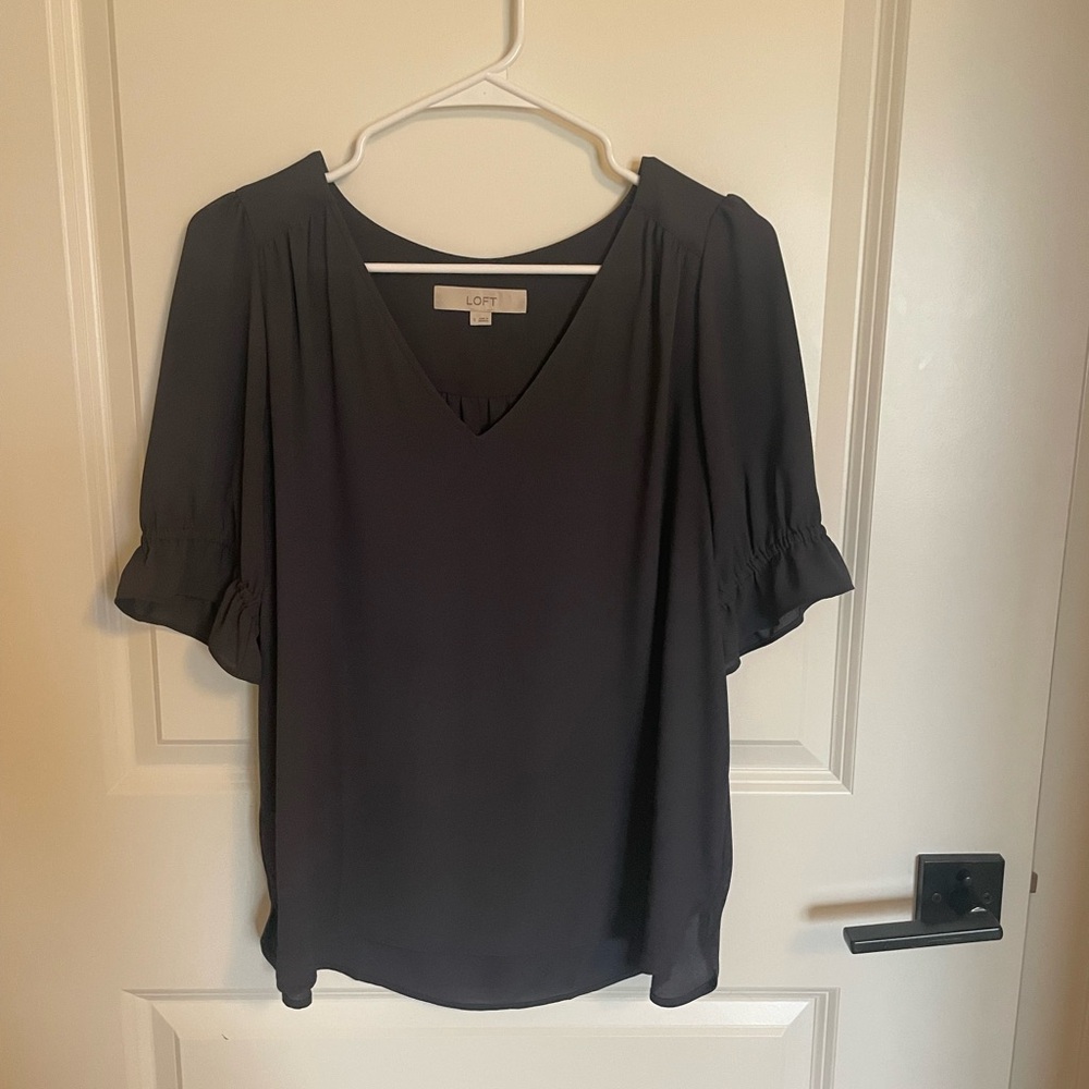 LOFT Women's Charcoal Gray Blouse